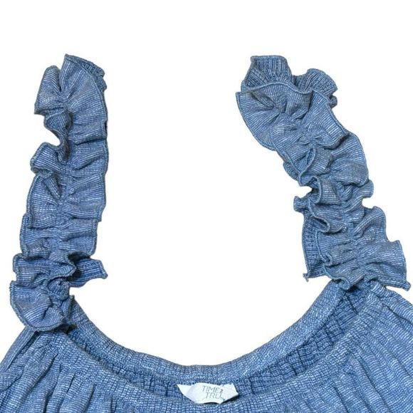 *5 for $25* Women’s Plus Size Time and Tru Blue Peplum Ruffle Tank Top XXXL - Picture 3 of 12